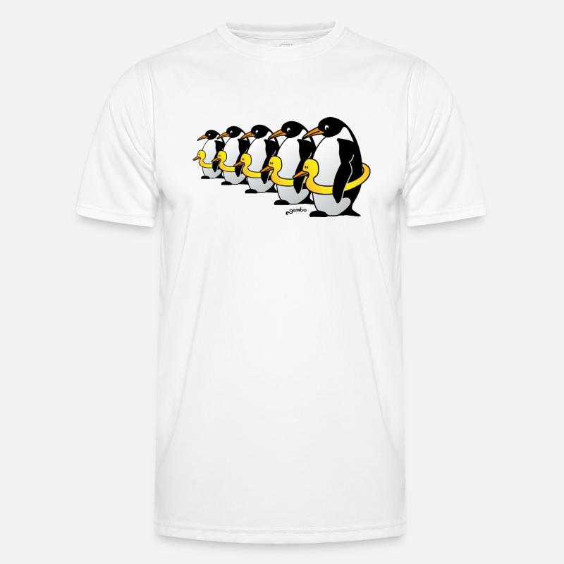 Pinguine mit Quietscheentchen - Männer Funktions-T-Shirt - Weiß