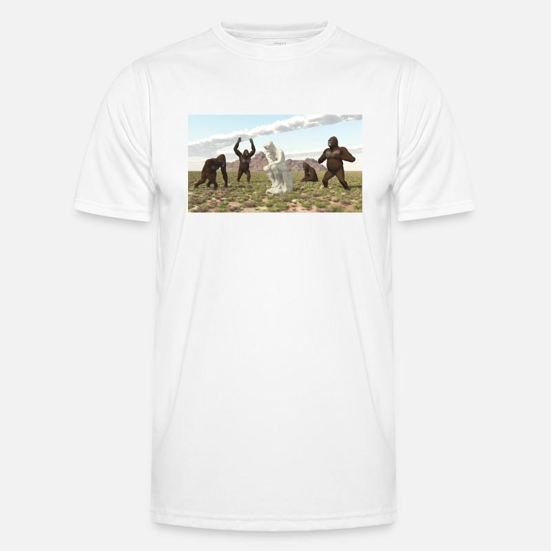 Gorillas with Thinker Sculpture - Men's Functional T-Shirt - white
