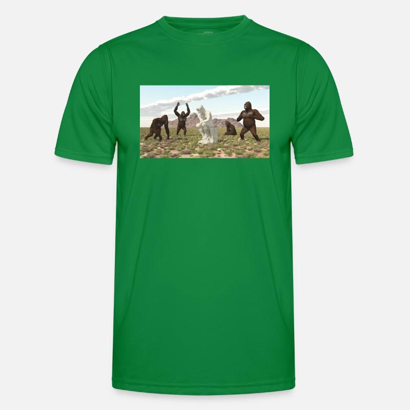 Gorillas with Thinker Sculpture Men's Functional T-Shirt