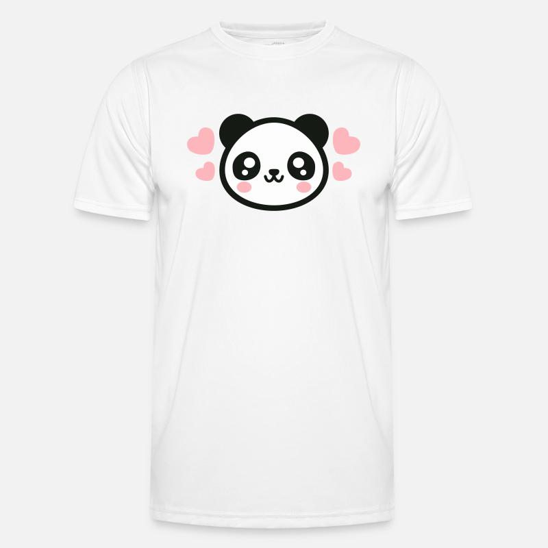 Visage de panda aimant : cœurs adorables T-shirt sport Homme