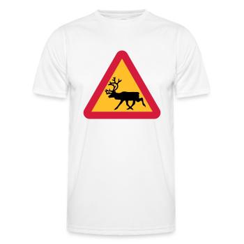 Rentier Warnschild - Männer Funktions-T-Shirt - Weiß - Vorne - AI Model Male 178 dark (178cm)