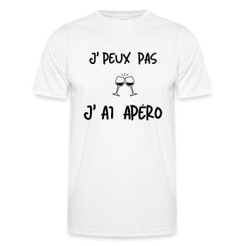 J'peux pas j'ai apéro - T-shirt sport Homme - blanc - Devant - AI Model Male 178 dark (178cm)