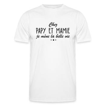 chez papy et mamie je mène la belle vie 1 - T-shirt sport Homme - blanc - Devant - AI Model Male 178 dark (178cm)