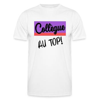 COLLEAGUE. START. EMPLOYMENT. HUMOR. MANAGER. CHIEF - Men's Functional T-Shirt - white - Front - AI Model Male 178 dark (178cm)