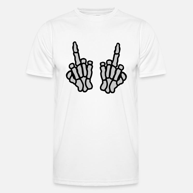 2 hands bone middle finger - Men's Functional T-Shirt - white