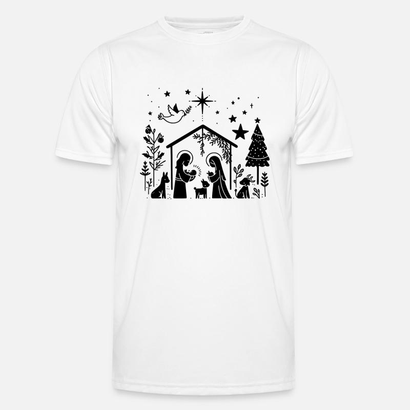 Weihnachtskrippe Männer Funktions-T-Shirt