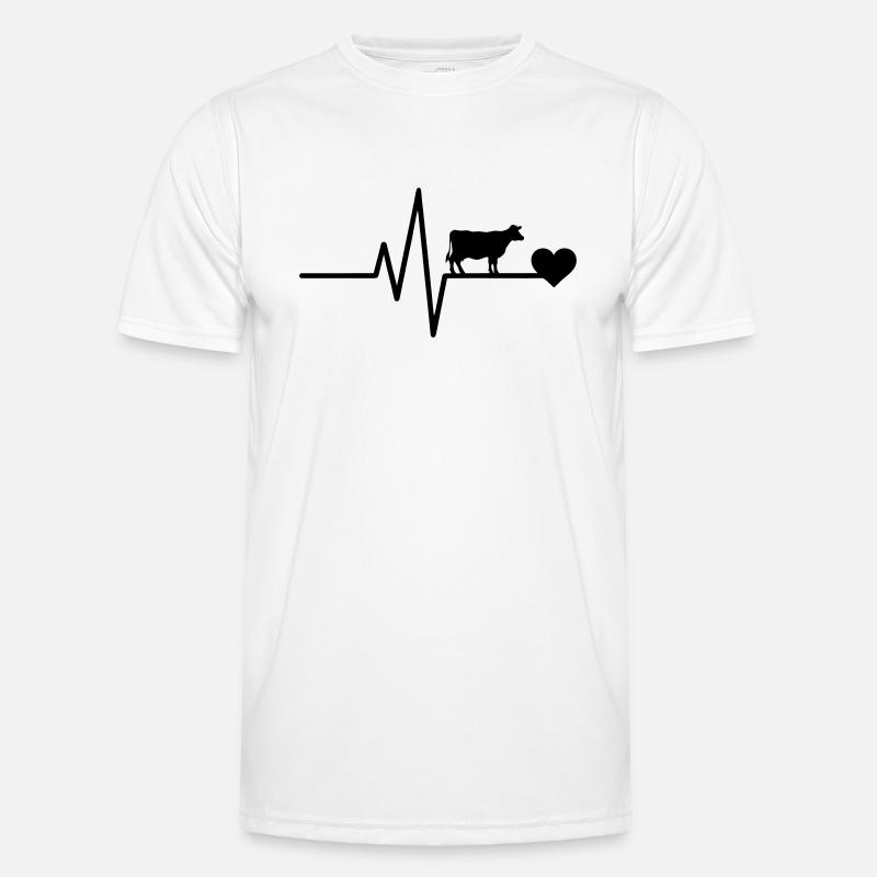 t Cow Farmer Heartbeat - Men's Functional T-Shirt - white