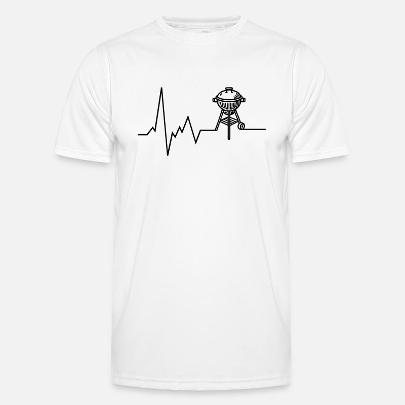 Herzschlag BBQ Grill Grillen - Männer Funktions-T-Shirt - Weiß