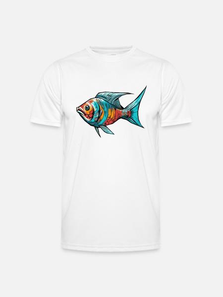 Bunter Graffiti Fisch - Männer Funktions-T-Shirt - Weiß