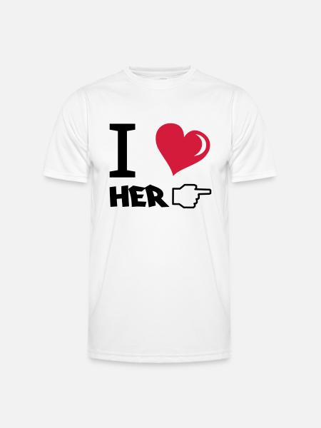 i_love_her - Männer Funktions-T-Shirt - Weiß