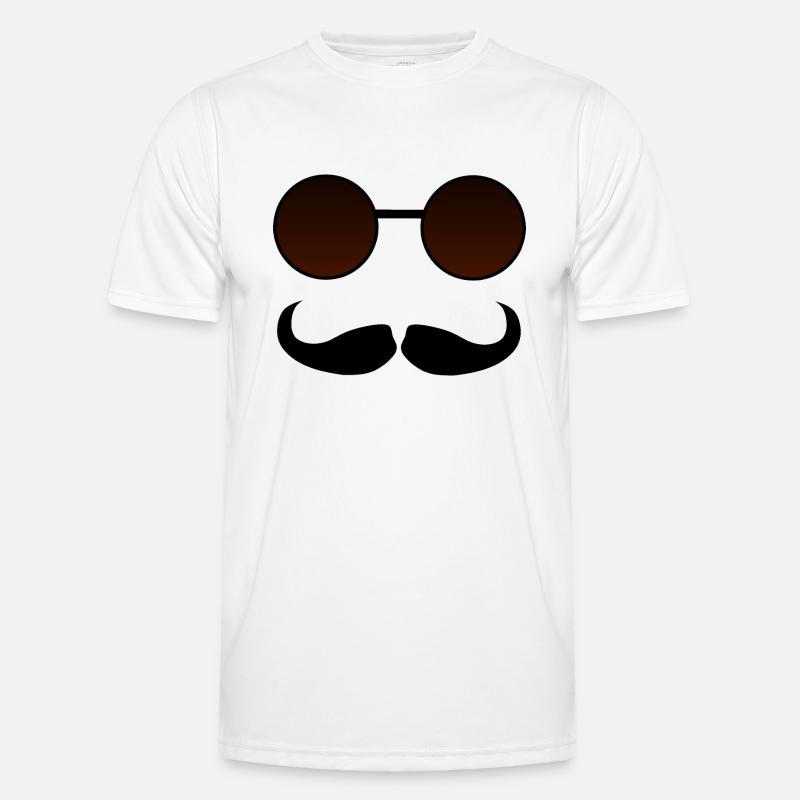 Hispter Schnurrbart und Brille - Männer Funktions-T-Shirt - Weiß