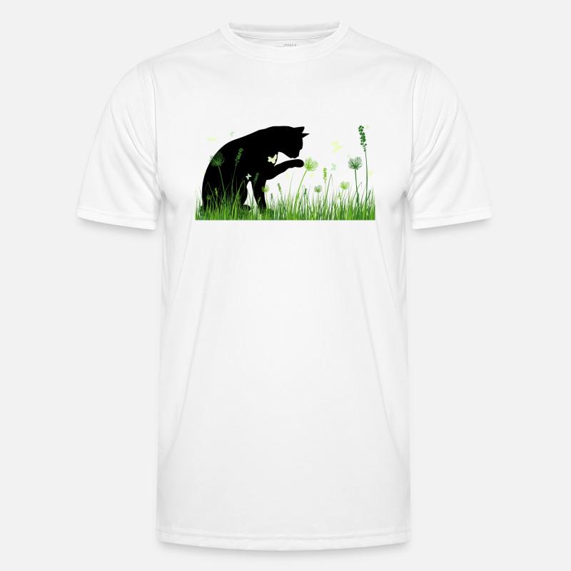 Design printanier - chat dans un pré fleuri T-shirt sport Homme