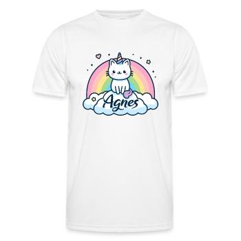 Agnès Nom Prénom Licorne Chat - T-shirt sport Homme - blanc - Devant - AI Model Male 178 dark (178cm)