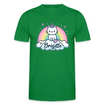 Brigitte Nom Prénom Licorne Chat - T-shirt sport Homme - vert - Devant - AI Model Male 178 dark (178cm)