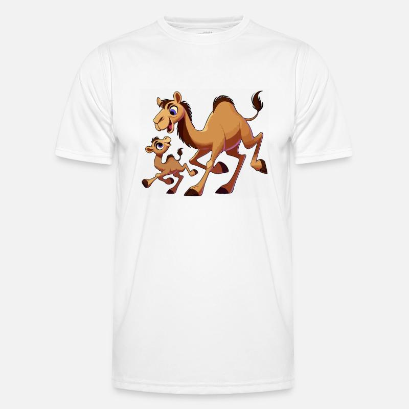 Kamelmutter mit herumtollendem Kind - Männer Funktions-T-Shirt - Weiß