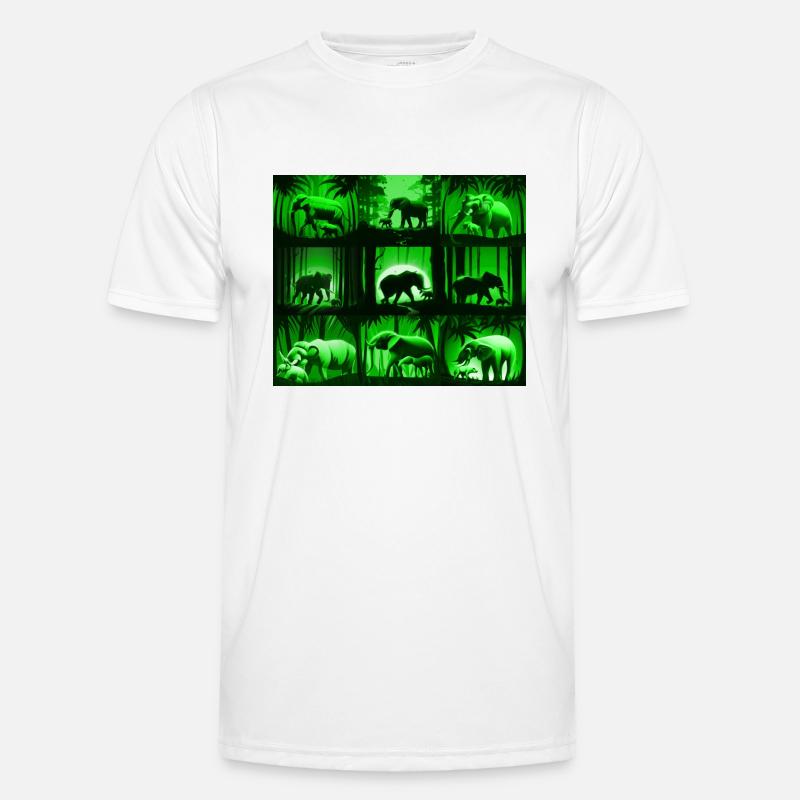 Elephant Pattern Design - Green Men's Functional T-Shirt