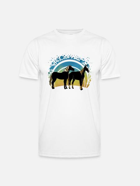 Pferde - Männer Funktions-T-Shirt - Weiß