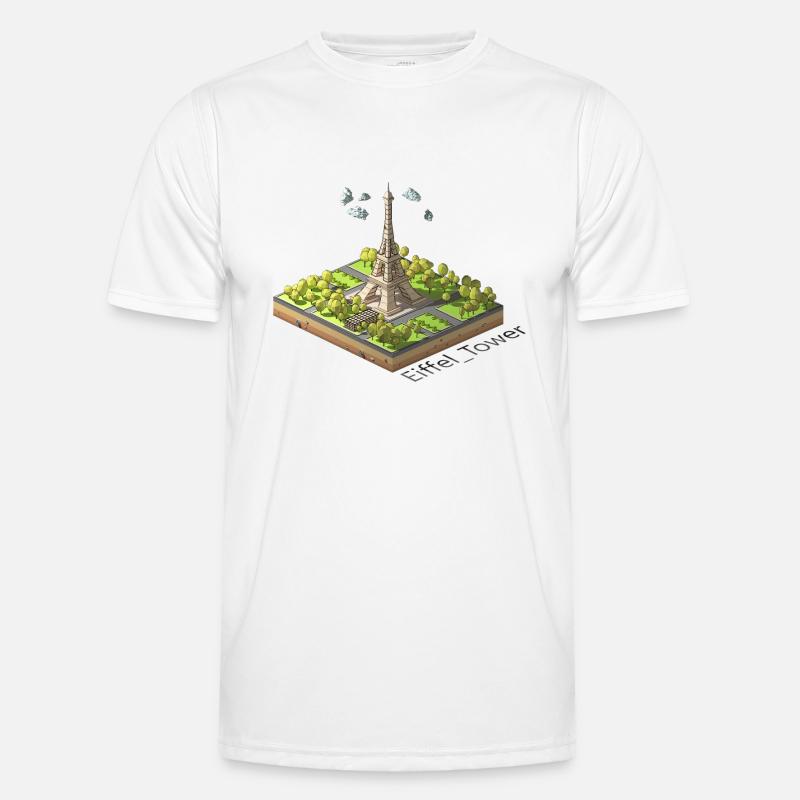 Geometric low poly Eiffel Tower - Men's Functional T-Shirt - white