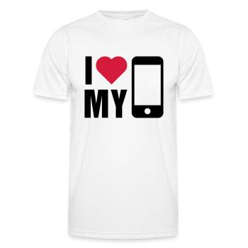 Love mobile - Men's Functional T-Shirt - white - Front - AI Model Male 178 dark (178cm)