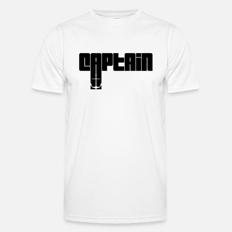 Text Captain Logo - Männer Funktions-T-Shirt - Weiß