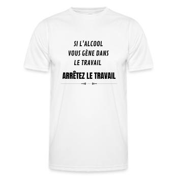 Si l'alcool vous gène le travail, Arrêtez travail - T-shirt sport Homme - blanc - Devant - AI Model Male 178 dark (178cm)