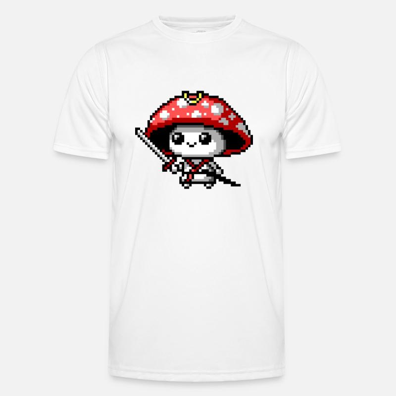 Samouraï champignon 8 bits - T-shirt sport Homme - blanc