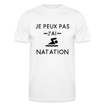 Je peux pas j'ai natation - T-shirt sport Homme - blanc - Devant - AI Model Male 178 dark (178cm)