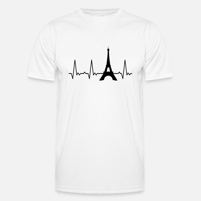 Heartbeat Eiffel Tower Men's Functional T-Shirt