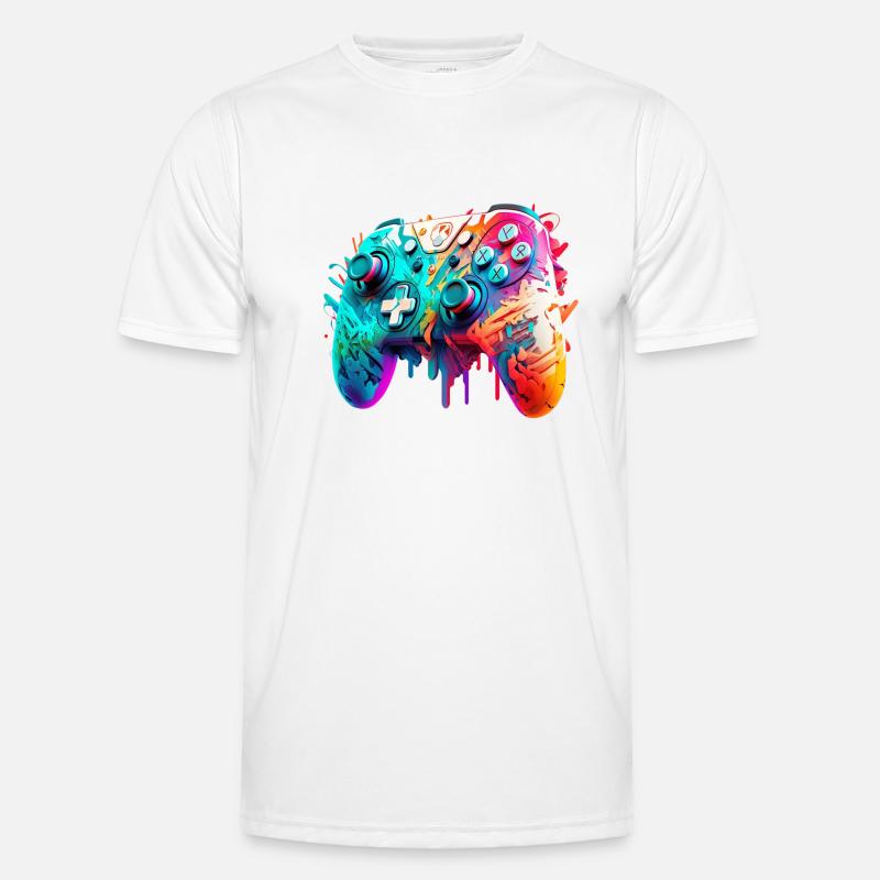 Neon Gaming Controller / Kontroller - Männer Funktions-T-Shirt - Weiß