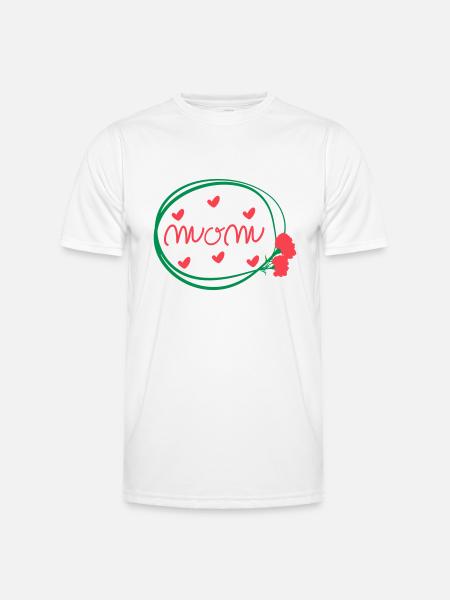 MOM LETTERING WITH CARNATIONS - Men's Functional T-Shirt - white