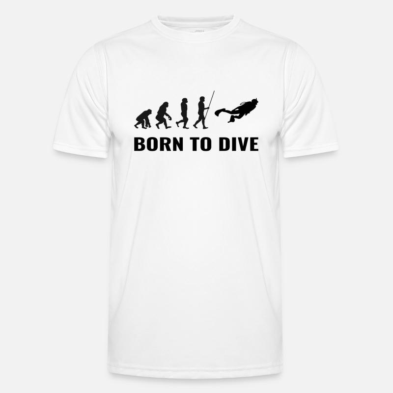 Taucher Tauchen Evolution Coole Sprüche - Männer Funktions-T-Shirt - Weiß