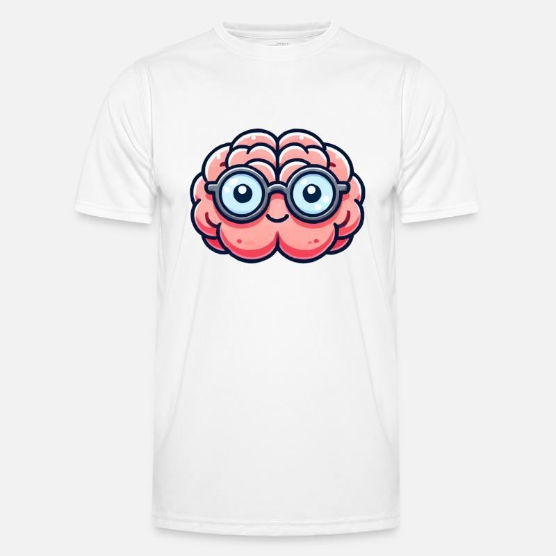 brain comic nerd - Men's Functional T-Shirt - white
