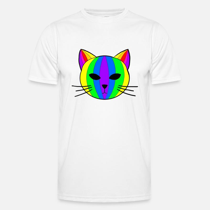 Regenbogen Katze Männer Funktions-T-Shirt