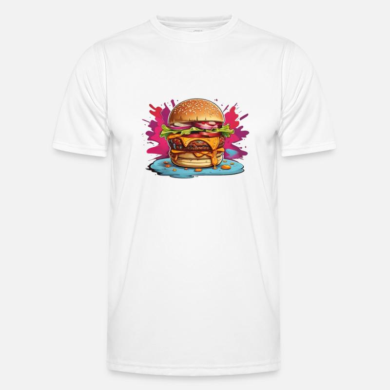 Cheeseburger mit poppigem Farbklecks Männer Funktions-T-Shirt