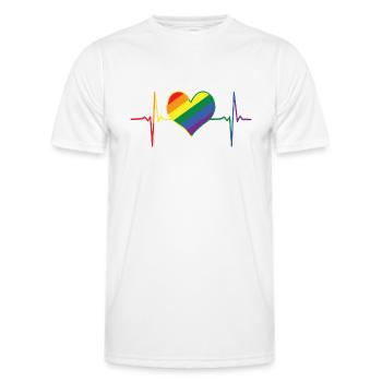LGBT Arc-en-ciel Gay Coeur Homosexualité - T-shirt sport Homme - blanc - Devant - AI Model Male 178 dark (178cm)