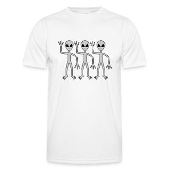 3 Freunde Aliens winken - Männer Funktions-T-Shirt - Weiß - Vorne - AI Model Male 178 dark (178cm)