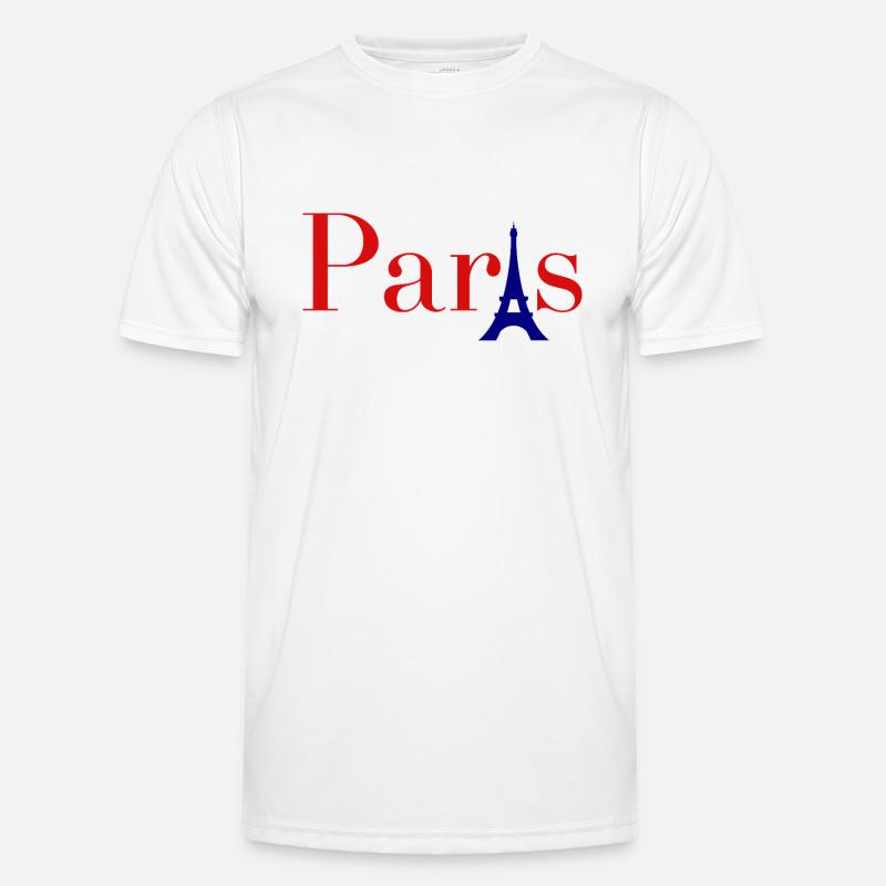 Roter Text in Paris mit blauem Eiffelturm Männer Funktions-T-Shirt