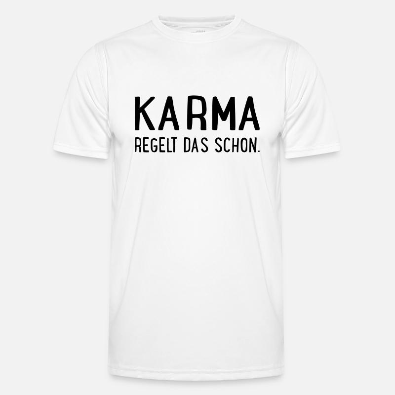 Karma regelt das schon - Männer Funktions-T-Shirt - Weiß