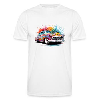 colorful classic car - Men's Functional T-Shirt - white - Front - AI Model Male 178 dark (178cm)