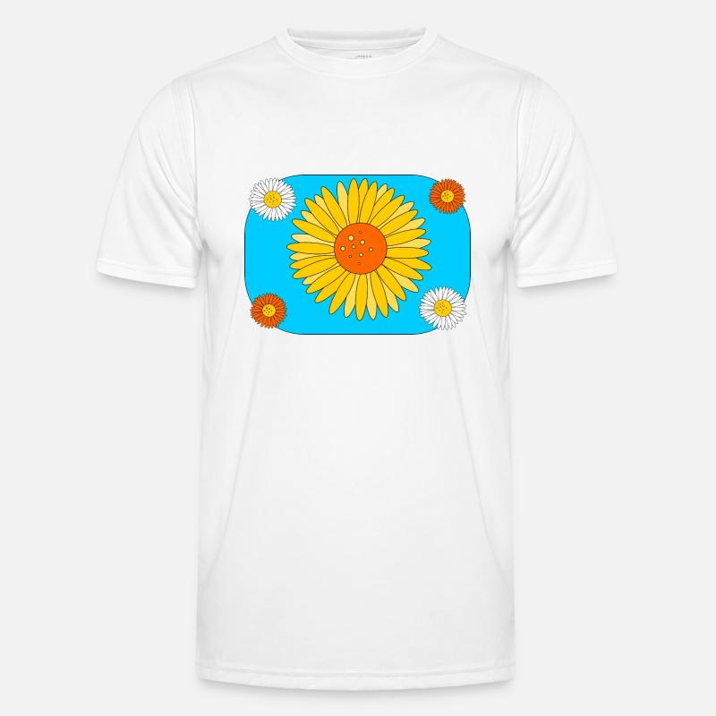 Gerbera on turquoise - Men's Functional T-Shirt - white