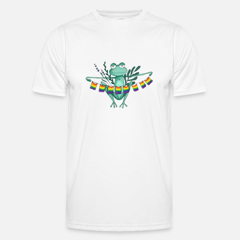 Pride frog with rainbow flags - Men's Functional T-Shirt - white