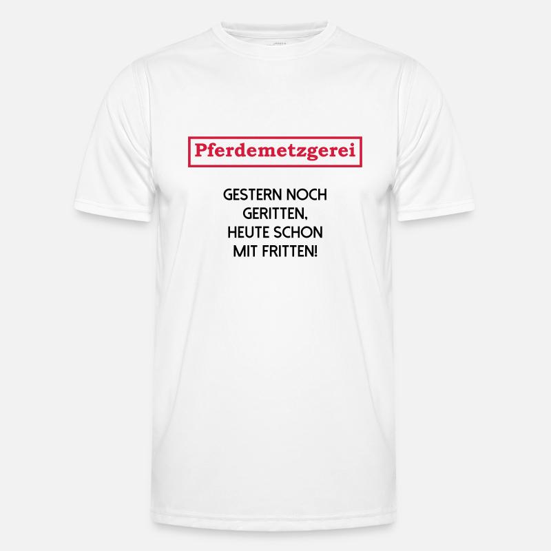 Pferd gestern noch geritten heute mit Fritten Männer Funktions-T-Shirt