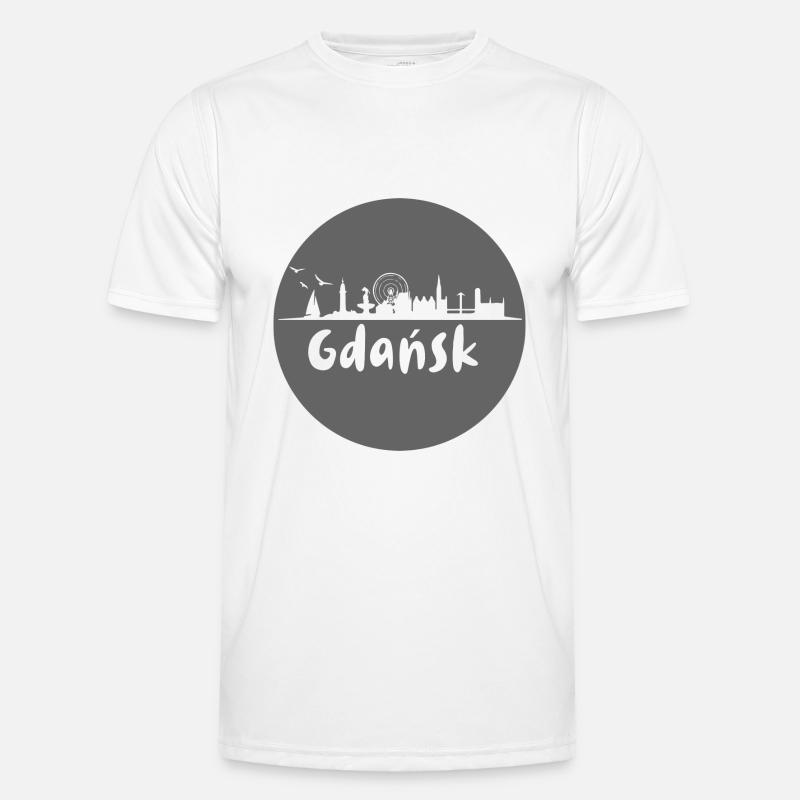 Gdansk,skyline, grey, sheared cut,circle,logo Men's Functional T-Shirt