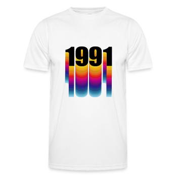 1991 Year of birth - Men's Functional T-Shirt - white - Front - AI Model Male 178 dark (178cm)
