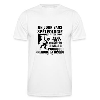 Spéléologie idée cadeau Humour Spéléologue - T-shirt sport Homme - blanc - Devant - AI Model Male 178 dark (178cm)