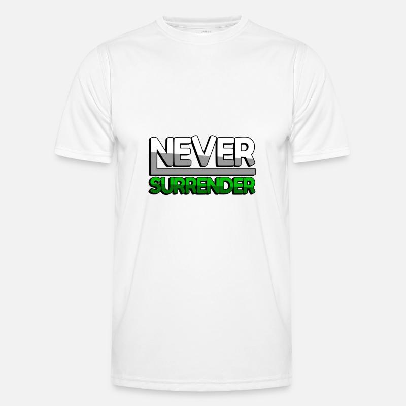 NEVER SURRENDER (Green) - Gaming - Men's Functional T-Shirt - white