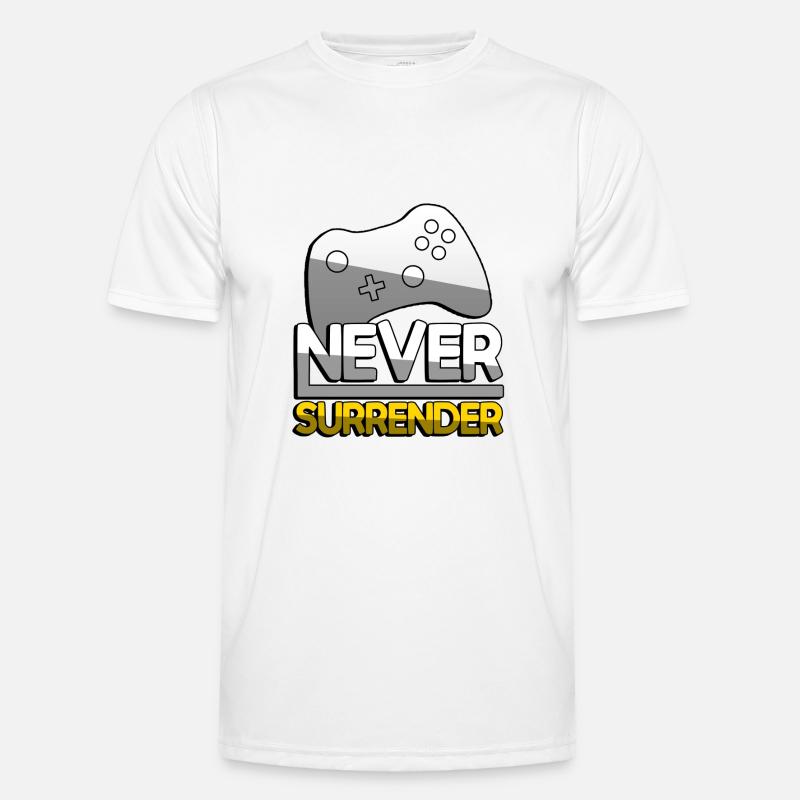 NEVER SURRENDER (Gelb) + Controller - Gaming - Männer Funktions-T-Shirt - Weiß