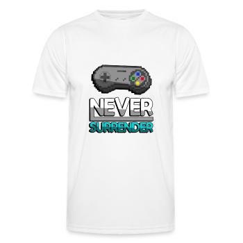 NEVER SURRENDER (Türkis)+ SNES Controller - Gaming - Männer Funktions-T-Shirt - Weiß - Vorne - AI Model Male 178 dark (178cm)