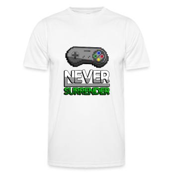 NEVER SURRENDER (Grün) + SNES Controller - Gaming - Männer Funktions-T-Shirt - Weiß - Vorne - AI Model Male 178 dark (178cm)
