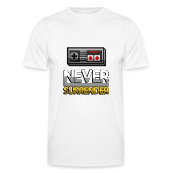 NEVER SURRENDER (Gelb) + NES Controller - Gaming - Männer Funktions-T-Shirt - Weiß - Vorne - AI Model Male 178 dark (178cm)
